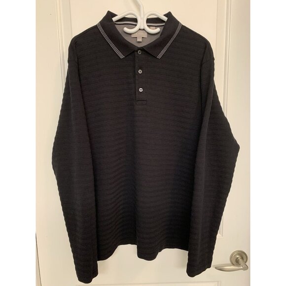 Ted Baker Polo Long Sleeve Men’s XXL Black Shirt - Picture 1 of 8
